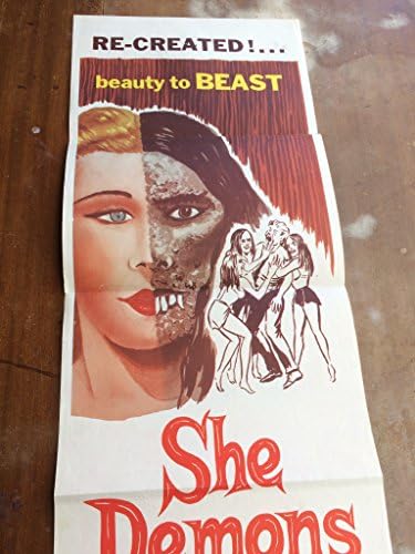 Тя Демони, класически плакат на филм на ужасите 1958 г. оригинал 36 x 14
