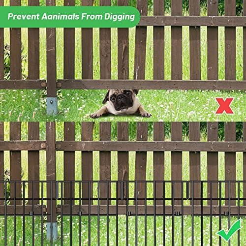 25 Панели Бариерен ограда за животни - Декоративна ограда за градината, без копаене, неръждаем Метален Жично