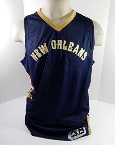 -17 Ню Орлиънс Пеликанс са Пуснали Празна тениска Navy Road Адидас 2XL 752 - Използвана от играта НБА
