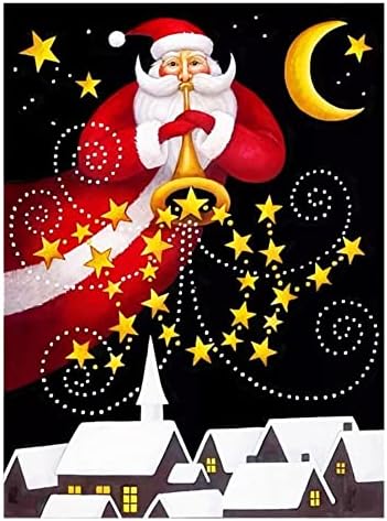 Дядо Коледа 5D направи си САМ Комплект за диамант живопис, Разкриващ Звезди в Нощното небе, Бродерия на кръстат бод, Пълен Комплект