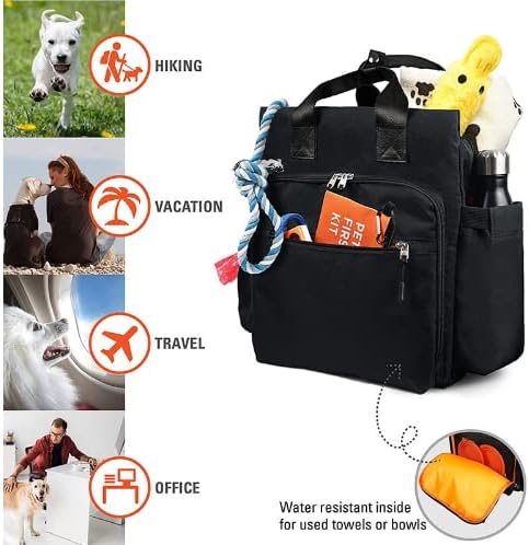 Пътна чанта за домашни любимци, раница за кучета и котки, 1 голям контейнер за кучешка храна, 2 сгъваеми пътни купички