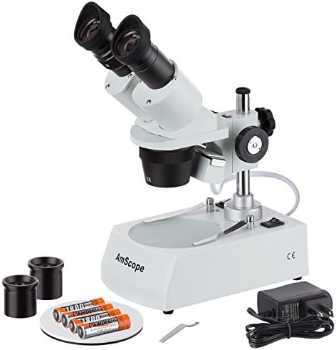 AmScope SE305R-PZ-Бинокъла на стереомикроскоп с led осветление, монтирани отпред, с окулярами WF10x и WF20x, увеличение 10X/20X/30X/60X,