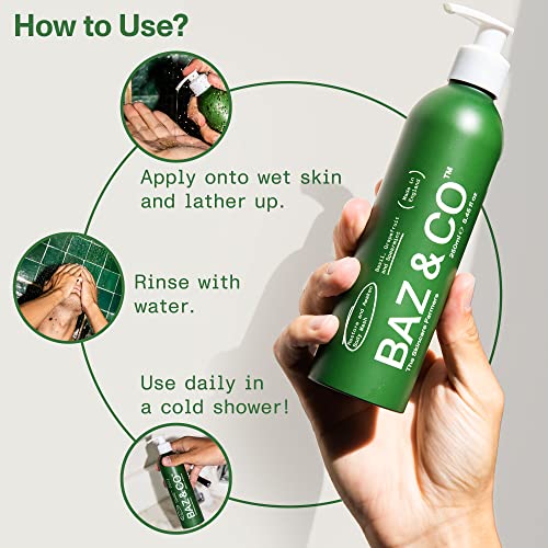 BAZ & CO Мъжки Овлажняващ сапун за тяло - Възстановително и Пробуждающее средство за тяло за мъже 8,45 течни унции
