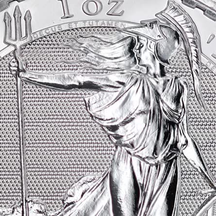 2023 Британската сребърна монета Britannia с тегло 1 унция на Кралския монетен двор Gem, не циркулационни (Ранни издания) 2 £