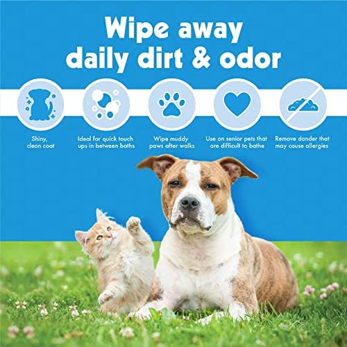 Metin Пет Wipes за кучета и котки, 200 салфетки - Големи кърпички за кучета и котки - Почиства ушите, лицето, бедрата, тялото