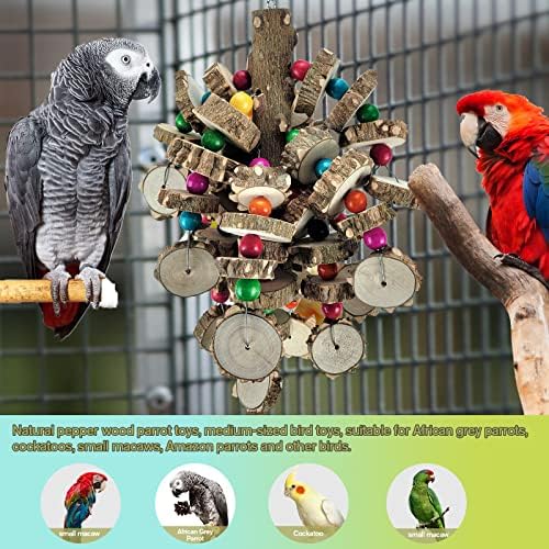 Играчки за Птици, Играчки за Папагали за по-Големите Птици, Африкански Сиви Папагали от Естествен Перченого Дърво, ара,