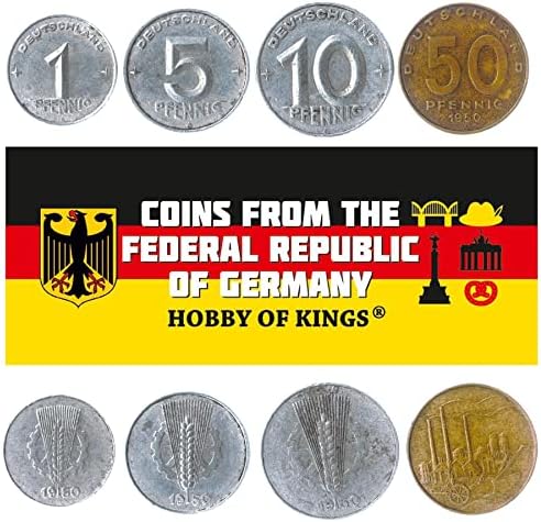 7 Монети от Германската Демократична Република | Колекция Восточногерманских монети 1 5 10 20 50 Пфеннигов 1 2 Марки | В