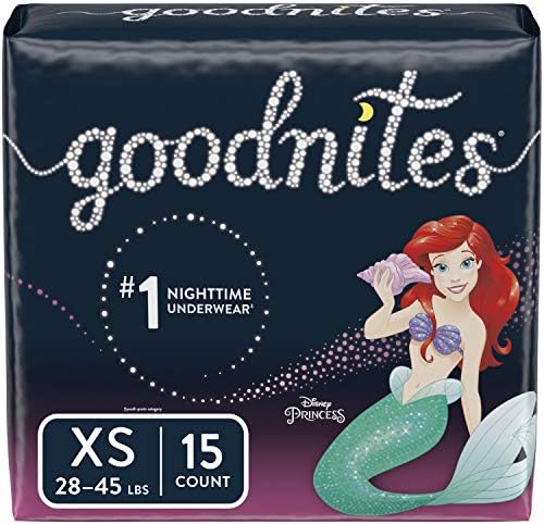 Бельо GoodNites Bedtime от нощно напикаване за момичета, XS, 15-каратово. (Опаковка може да варира)