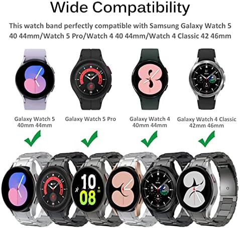 Miimall Съвместим Samsung Galaxy Watch 4 44 мм 40 мм/Watch 4 Classic 46 мм 42 мм Лента с пайети, без разлика, метална