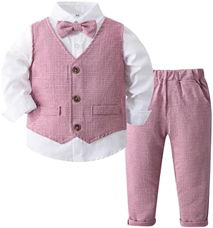 Луксозен Комплект дрехи за най-малките момчета-Господа, Фалшива Риза от две части, Рокля с Пеперуда за Парти в чест