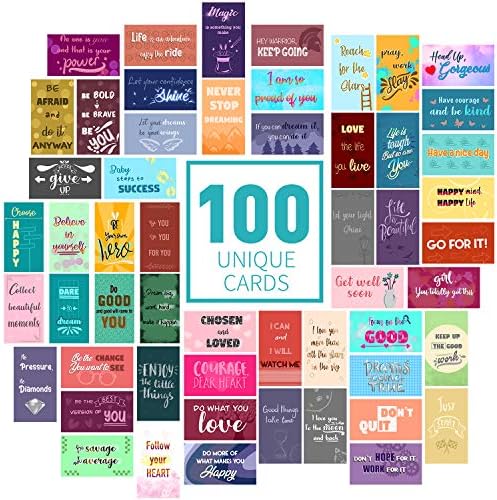 100 мотивационни картички с вдъхновяващи цитати - карти за насърчаване и доброта показват благодарност и признателност.