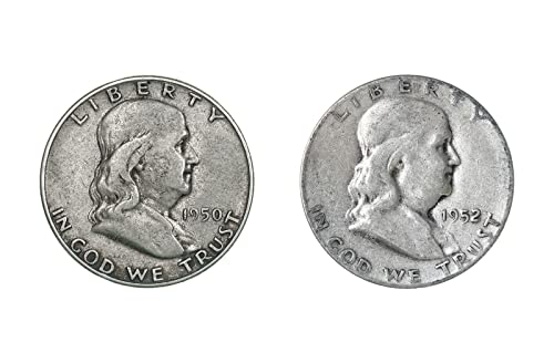 1950 D & 1952 D Франклин Полдоллара 50C Много Добър Избор VG 90% Сребро И 2 Монети, Определени с Мента Силно Ограничен