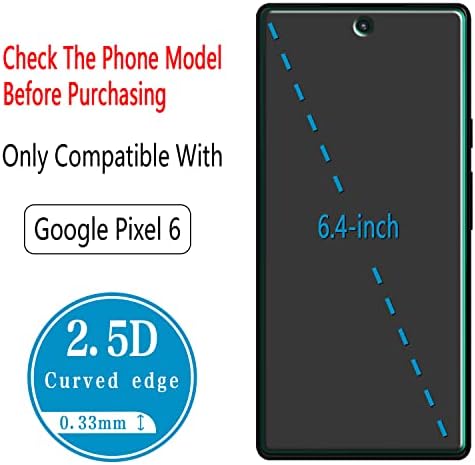 HPTech (2 опаковки), Предназначени за защитни фолиа, изработени от закалено стъкло на Google Pixel 6, поддържа разпознаване