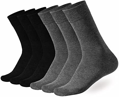 SISYOFAY Мъжки Чорапи под роклята, Обикновена Чорапи от Чесаного памук, 6 опаковки, Мъжки Чорапи под роклята, мъжки чорапи