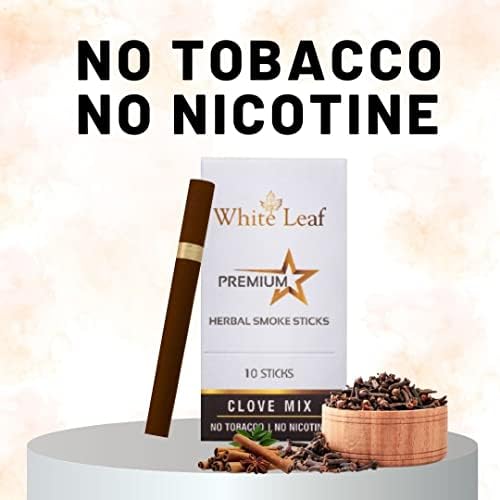Цигари White Leaf Premium Herbal Smokes без тютюн и никотин (смес от карамфил, 1 пакетче 100 г дим, 1 порция мл) - Помага