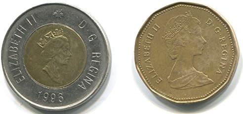 Истински канадски Loonie стойност 1,00 и 2,00 долара, Монети Туни, Loonie и Паричен набор от Туни