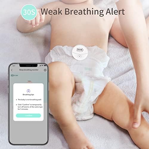 MOMWILIKE Baby Дишане Monitor, Носене умен детски монитор сън с будилник, прикрепен към подгузнику за контрол