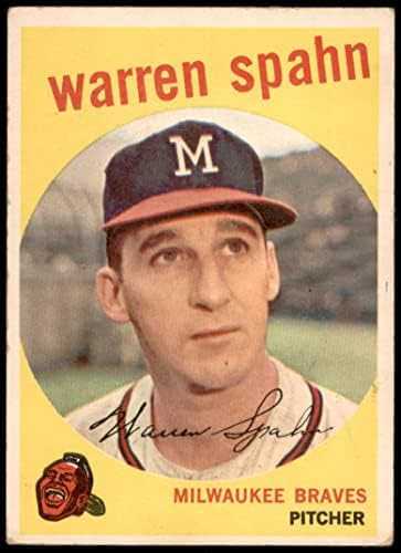 1959 Topps 40 OBS Уорън Спан Милуоки Брэйвз (Бейзболна картичка) (роден през 1931 г. с 3 скрити) VG Braves