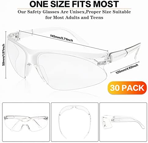 Прозрачни Защитни Очила WFIANG, Предпазни Очила за Мъже и Жени, Защитни Очила с Прозрачни Защитни лещи за Работа,