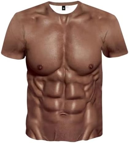 Sasens Забавно Мъжки тениски с 3D принтом мускулите, Къс Ръкав, тениски с 3D Принтом Мускулите, Летни Тениски