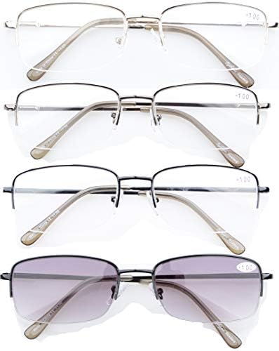 Очила за четене CessBlu, 4 Чифта Очила за Четене в Полукръгла Ръбове, Мъжки И Дамски Очила за Четене