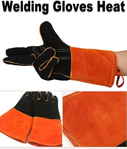 Заваръчни ръкавици JIANGLAI Топлина, Екстремна устойчивост на топлина и устойчивост на огън, За да Stick, Mig, Tig, Ковач,