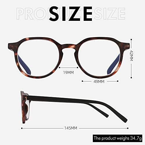 ZENOTTIC 4 Опаковки Сини Екранировка Кръгли Очила За Четене от Набор от Очила за Четене Увеличение 0,0 1,0 1,5 2,0 2,5 3,0