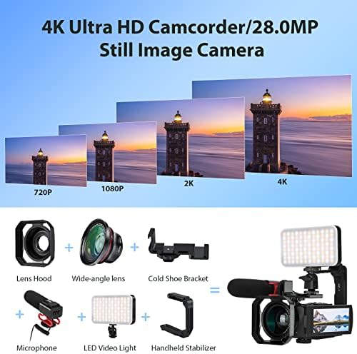 Камера ORDRO 4K AX65 Камера на живо в YouTube с 12-кратно Оптично увеличение с 3,5 Сензорен IPS Екран 4K Камера 1080P