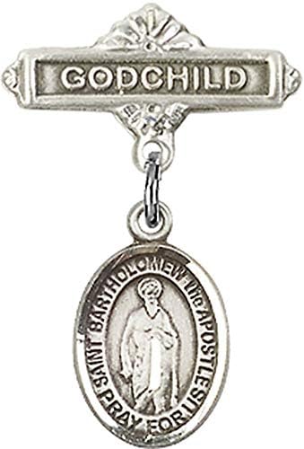Детски икона Jewels Мания за талисман на Свети Апостол Вартоломей и игла за Кръщелник | Детски икона от Сребро