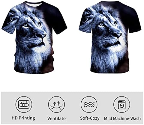 Мъжки Властен Тениска с 3D Изображение на Животното Лъв, Ежедневни тениски С Къс Ръкав