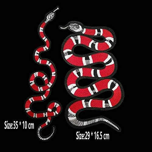3D Мини Змия Нашивка, Бродирани Пришитая Комбинирана Апликация във формата на Животните, на Хладно Нашивка, Червено-Зелена