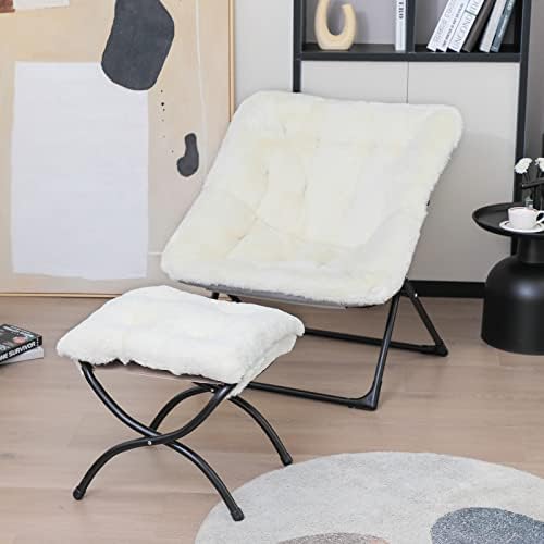 ЗДРАВ стол-чинийка с пуфиком - Сгъваем стол от изкуствена кожа и поставка за краката на метална рамка за спални,
