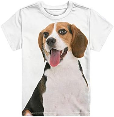 Тениска UZZUHI Гонче, Тениска за момчета 11-12 Размер, с къс ръкав и кръгло деколте, с Хубав принтом Кучета,