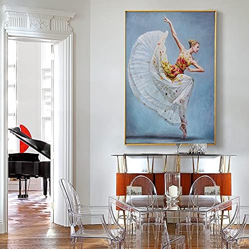 Ръчно Вертикално живопис - Абстрактна Фигура Танци Красавици, Голям Размер, Входна Живопис с маслени Бои Върху платно,