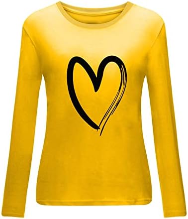 Есенно-Годишният Топ Тениска за момичета, Дрехи 2023 г., Модни Памучен Тениска с Кръгло деколте и шарките на Сърцето,
