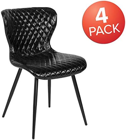 Модерен стол с мека тапицерия Flash Furniture от 4 теми в опаковка Бристол от черен винил