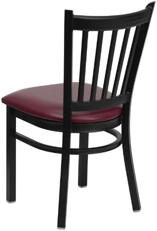 Flash Furniture 4 комплекта ХЕРКУЛЕС Series Черен метален ресторант стол с вертикална облегалка - бордовое виниловое седалка