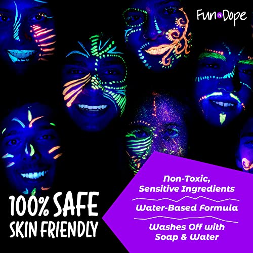 UV-боя за лице и тяло - 8 цвята - Реактивни боя Blacklight - Грим за тяло свети в тъмното за партита с черен