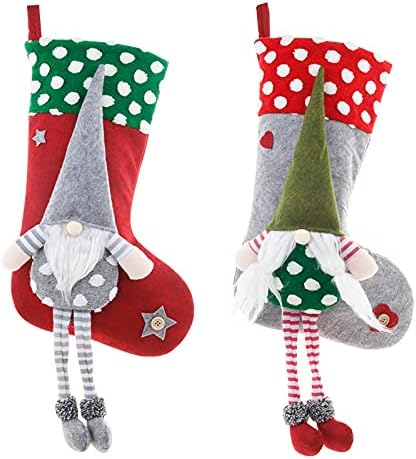 Коледни Чорапи, Чанта за Шоколади на Блок Дядо Джудже Скандинавски Tomte Nordic Nisse Висящи Украшения Подарък