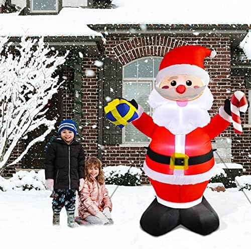 Коледни Надуваеми играчки Kyerivs 5 фута Дядо Коледа с led Лампи за Празнична Украса на двора, на открито и закрито,