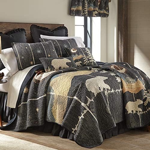 Стеганое одеяло Donna Sharp Full/Queen - Стеганое одеяло Moonlit Bear Cotton Lodge с изображение на мечка - Подходящ