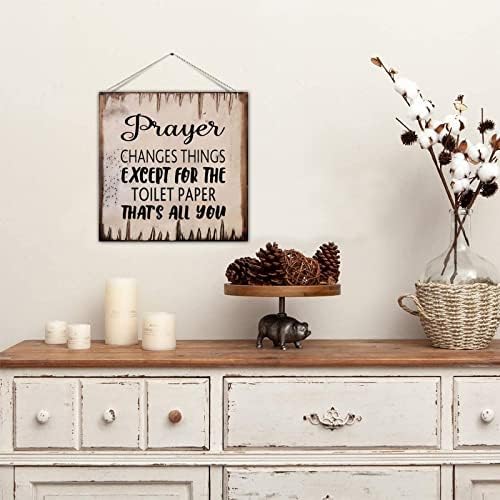 Класическа Знак на Тавата за баня в Фермерска къща Молитвата Променя Всичко, Освен Тоалетна хартия Дървена Дъска рамка, която да Закачалка Табела Ретро Декор за Ба?