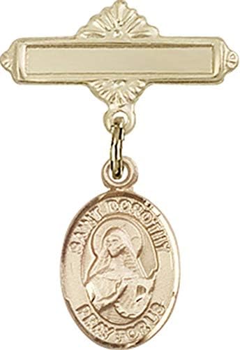 Детски икона Jewels Мания с чар Свети Дороти и полирани игла за бейджа | Детски иконата със златен пълнеж с чар Свети
