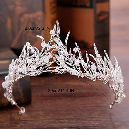 Сватбена короната Ibliss Queen, сребро, перли, кристални диадеми за булката, булчински аксесоари за коса принцеси за