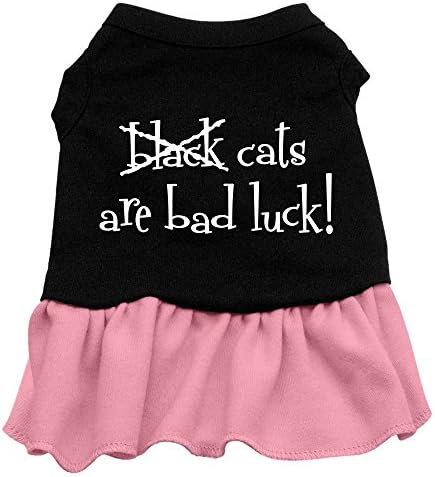 Mirage Pet Products 8-Инчов Рокля с Трафаретным принтом Black Cats are Bad Luck, X-Small, Черно с розово