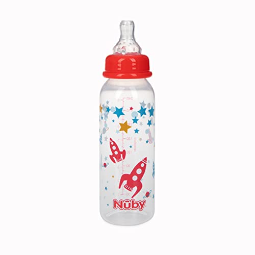 Бутилка без капки с принтом Nuby, 1 опаковка по 1 бутилката, 8 грама, Цветове могат да се различават