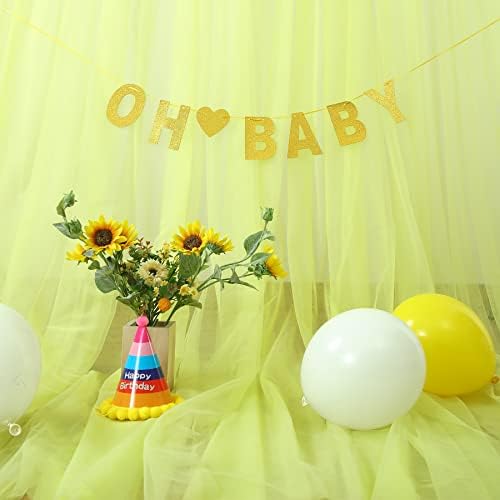Жълт Тюл Фон Завеси за Партита Душата на детето си Рожден Ден на 10 метра X 10 метра Прозрачен Фон Завеси за Фотосесия