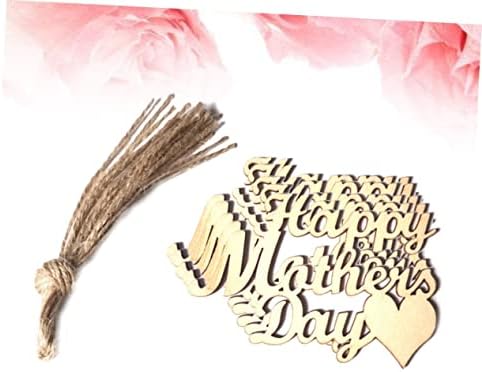 SEWACC 10шт Канап Въже Ден на Майката Виси Фестивал Дърво Виси Честит Ден на Майката Виси Малък Медальон Въже Бамбук Дървена