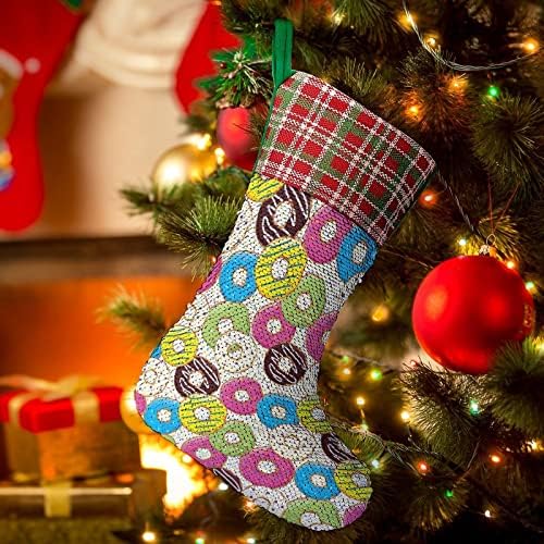 Вкусни Коледни Празници Чорапи с Пайети под формата на Поничка, Обратим Магически Състав, което променя Цвета си, за Коледната