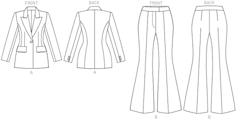 Комплект за шиене на сако върху лигавицата и расклешенных панталони Vogue Misses, код V1870, Размери 18-20-22-24-26,